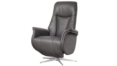 Avignon hægindastóll með skammel leður/PVC dökkgrár