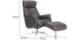 Cannes hægindastóll + skammel leður/PVC dökkgrár - Image 2