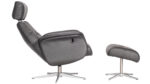 Cannes hægindastóll + skammel leður/PVC dökkgrár - Image 3