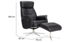 Cannes hægindastóll + skammel leður/PVC svartur - Image 2