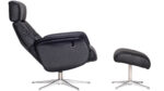 Cannes hægindastóll + skammel leður/PVC svartur - Image 3