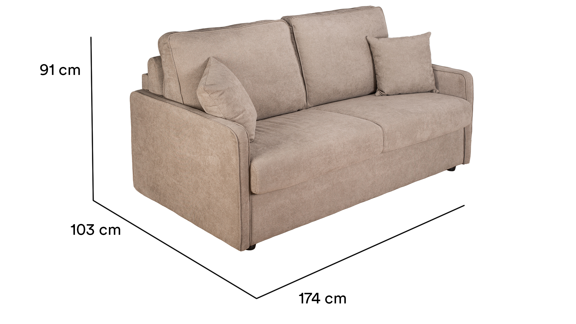 Tivoli svefnsófi slim Queens Taupe beige - Image 2