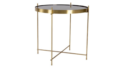 House Nordic Venezia sófaborð brass með gleri Ø48