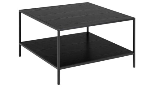 Seaford sófaborð 80x80 m/hillu svart
