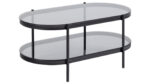 Bayonne sófaborð oval svart með reyktu gleri 95x50