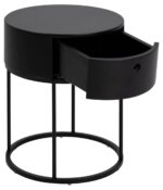 Polo náttborð með skúffu svart Ø40cm - Image 6