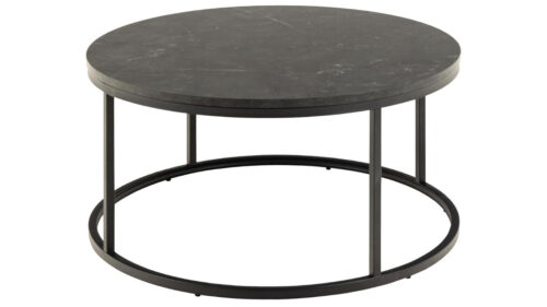 Spiro sófaborð Ø80cm svartur marmari melamin