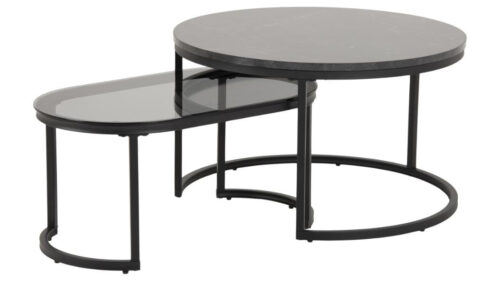 Spiro sófaborðssett 2stk svart/gler
