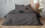 Mistral Home rúmföt Oxford Satin Stripe gull grey - Image 2
