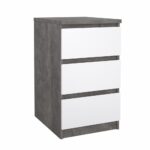 Naia kommóða 3 skúffu Concrete/hvít glans - Image 4