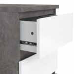 Naia kommóða 3 skúffu Concrete/hvít glans - Image 2