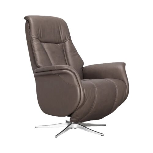Avignon hægindastóll m/skammel leður/PVC dökkbrúnn