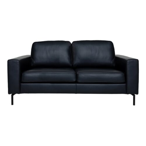 Houston Deluxe sófi 2s leður svartur