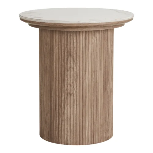 Athens hliðarborð hvítt/brúnt keramik