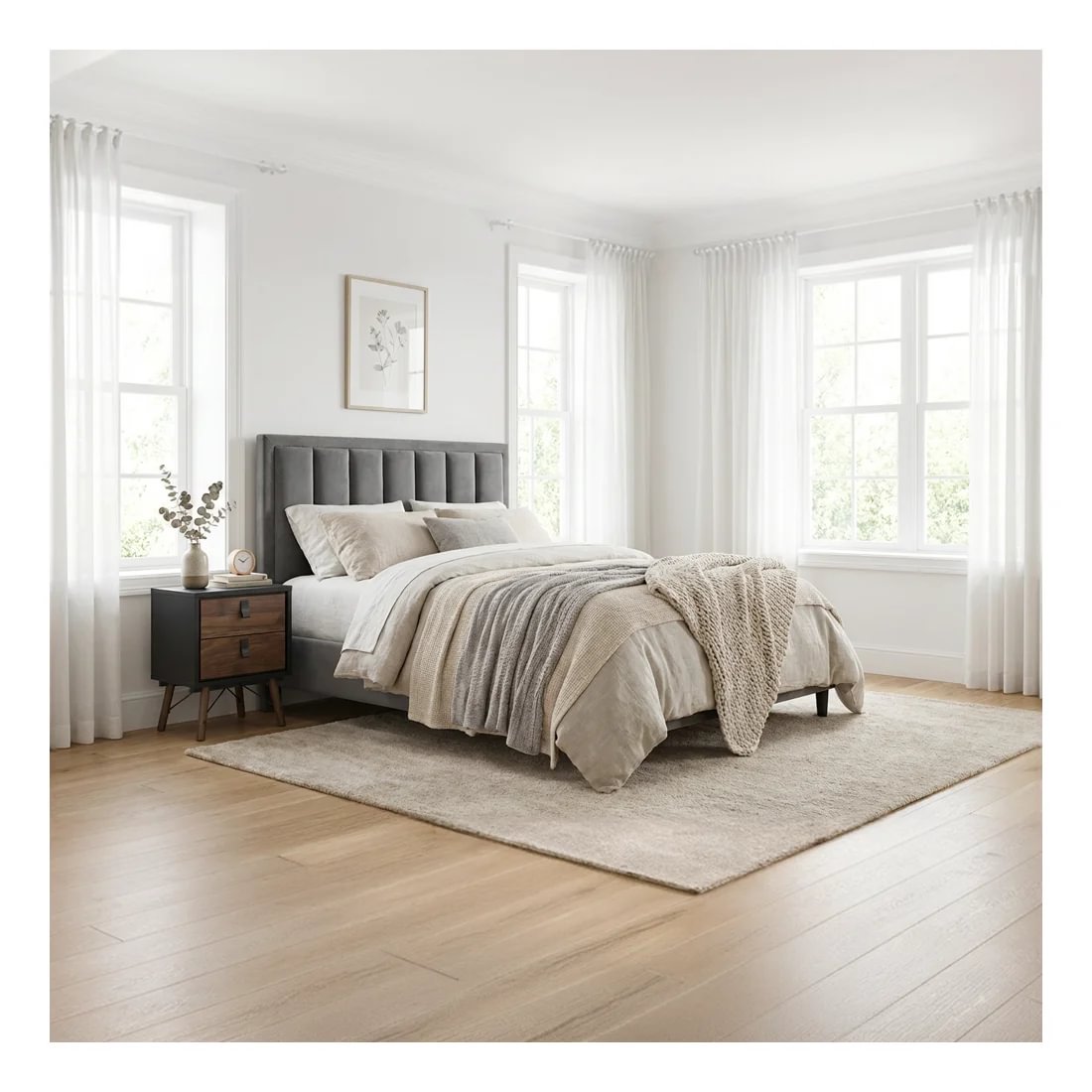 Verona höfuðgafl 140 dökkgrátt velvet - Image 4